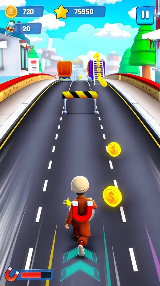 Jumping a barrier on a sunny road